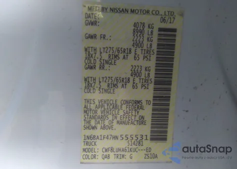 2017 Nissan Titan Xd Pro-4X Diesel from USA, damaged, VIN 1N6BA1F47HN555531